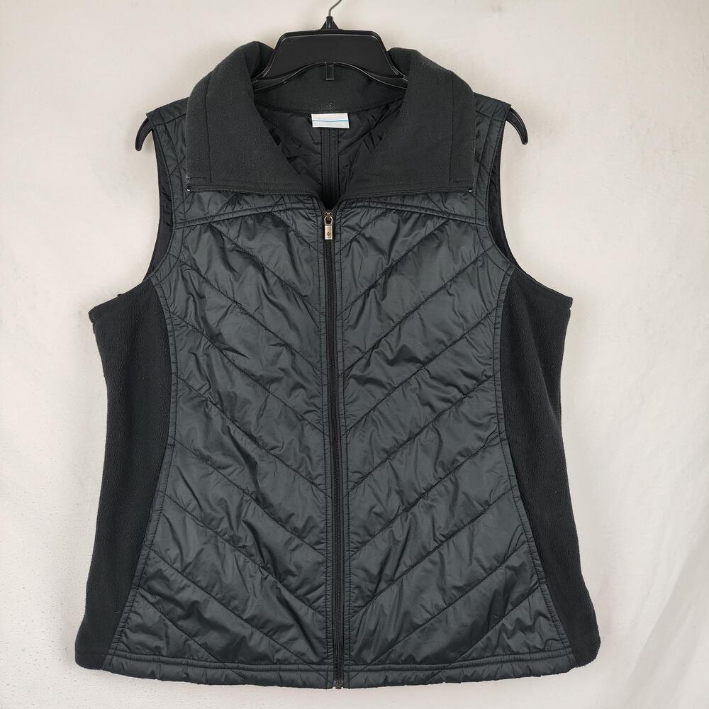 Columbia Vest Womens XL Black Quilted Fleece Full Zip Insulated Outdoor Warm